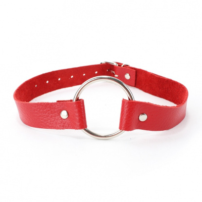 КЛЯП С КОЛЬЦОМ ИЗ КРАСНОЙ КОЖИ, (60003)