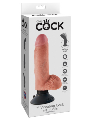 Вибромассажер 3в1 на съемной присоске 7 Vibrating Cock with Balls (5406-21 PD)