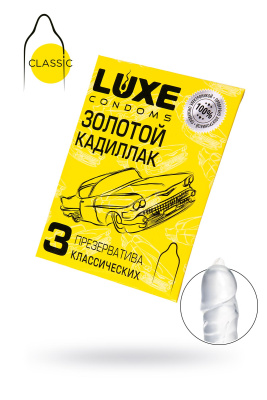 Презервативы Luxe, конверт Золотой кадиллак, латекс, 18 см, 5,2 см, 3 шт. (0T-00010763)